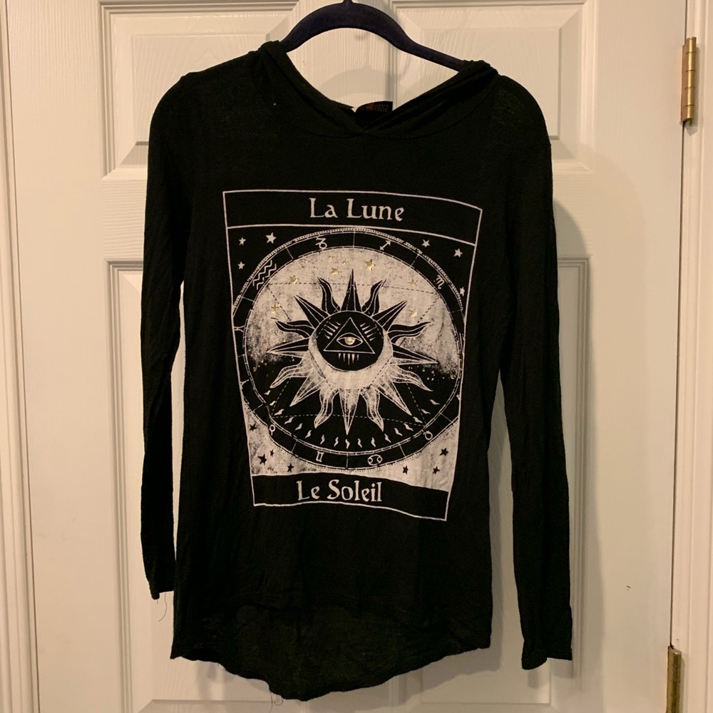 Free kisses La Lune Black long sleeve hoodie
